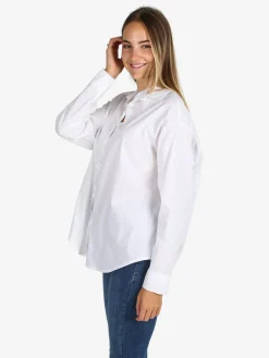 Solada Camicia donna in cotone oversize a maniche lunghe - bianco