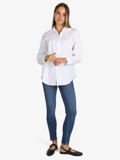 Solada Camicia donna in cotone oversize a maniche lunghe - bianco