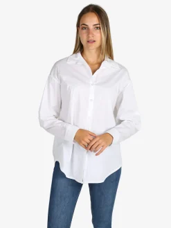 Solada Camicia donna in cotone oversize a maniche lunghe - bianco