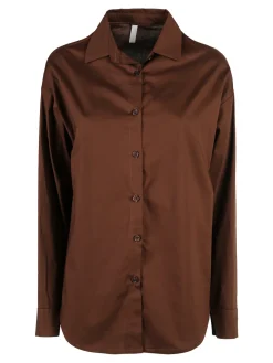 Solada Camicia donna in cotone oversize a maniche lunghe - moro