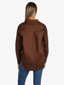 Solada Camicia donna in cotone oversize a maniche lunghe - moro