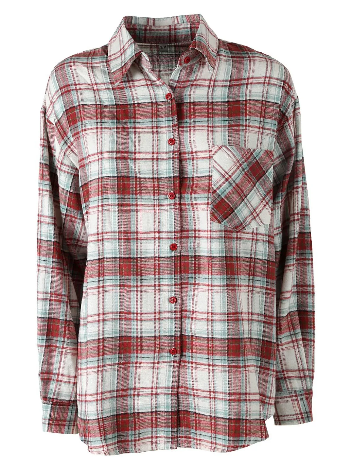 Solada Camicia donna oversize a quadri in flanella - rosso