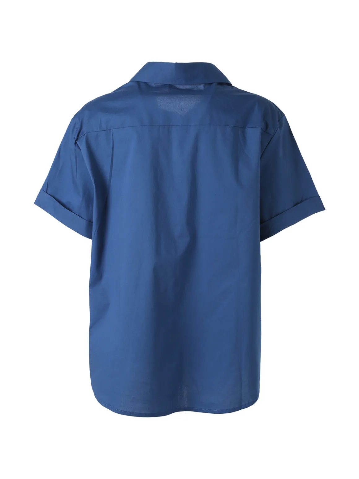 Solada Camicia donna oversize a maniche corte con taschino - blu scuro