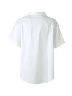 Solada Camicia donna oversize a maniche corte con taschino - bianco