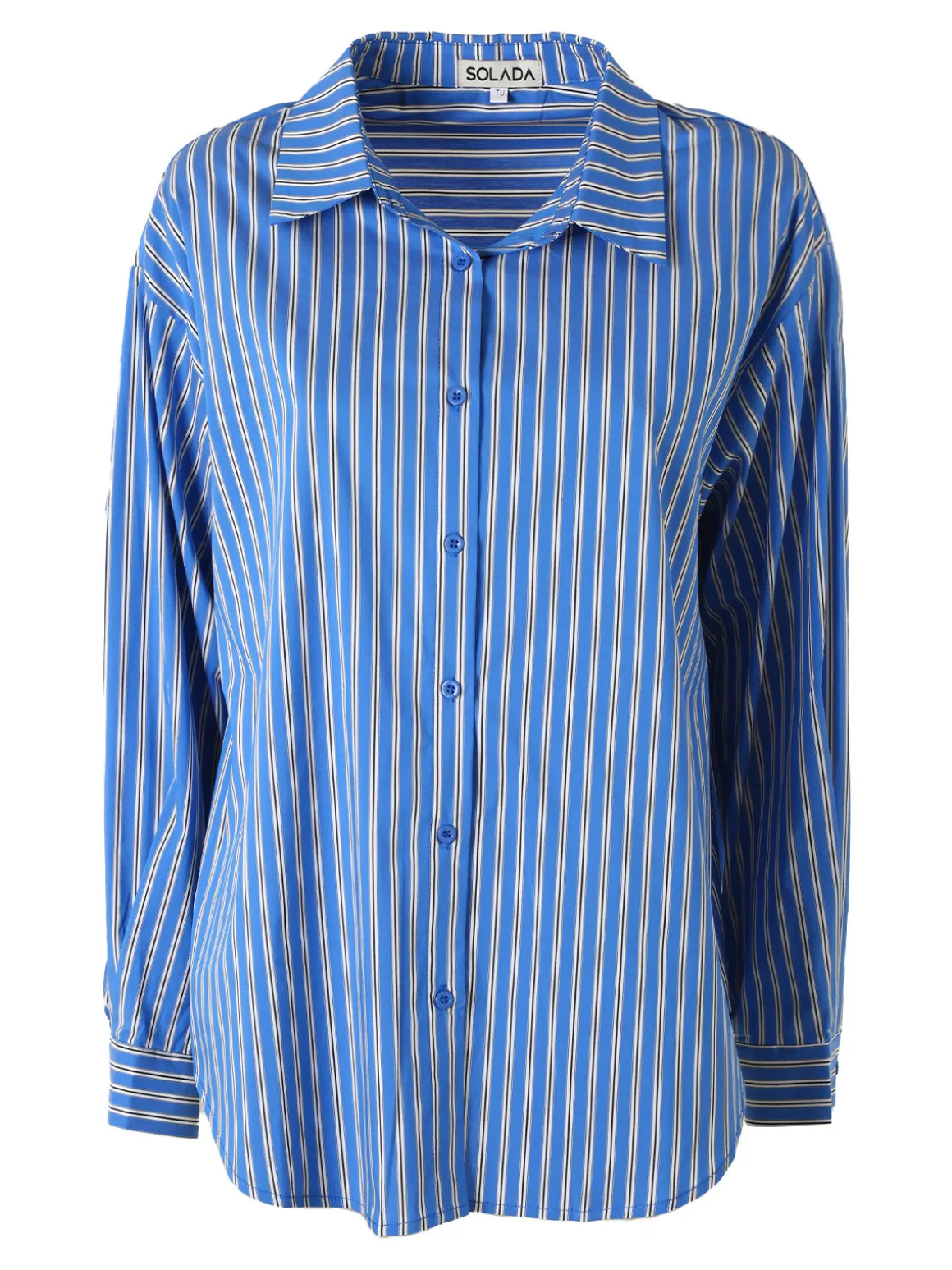 Solada Camicia donna oversize a righe con maniche lunghe - blu