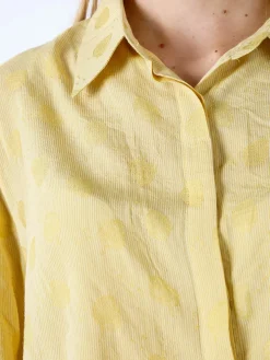 Solada Camicia donna oversize a maniche lunghe in misto cotone - giallo