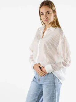 Solada Camicia donna oversize a maniche lunghe - bianco