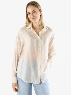 Solada Camicia donna oversize a maniche lunghe - beige