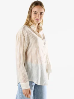 Solada Camicia donna oversize a maniche lunghe - beige