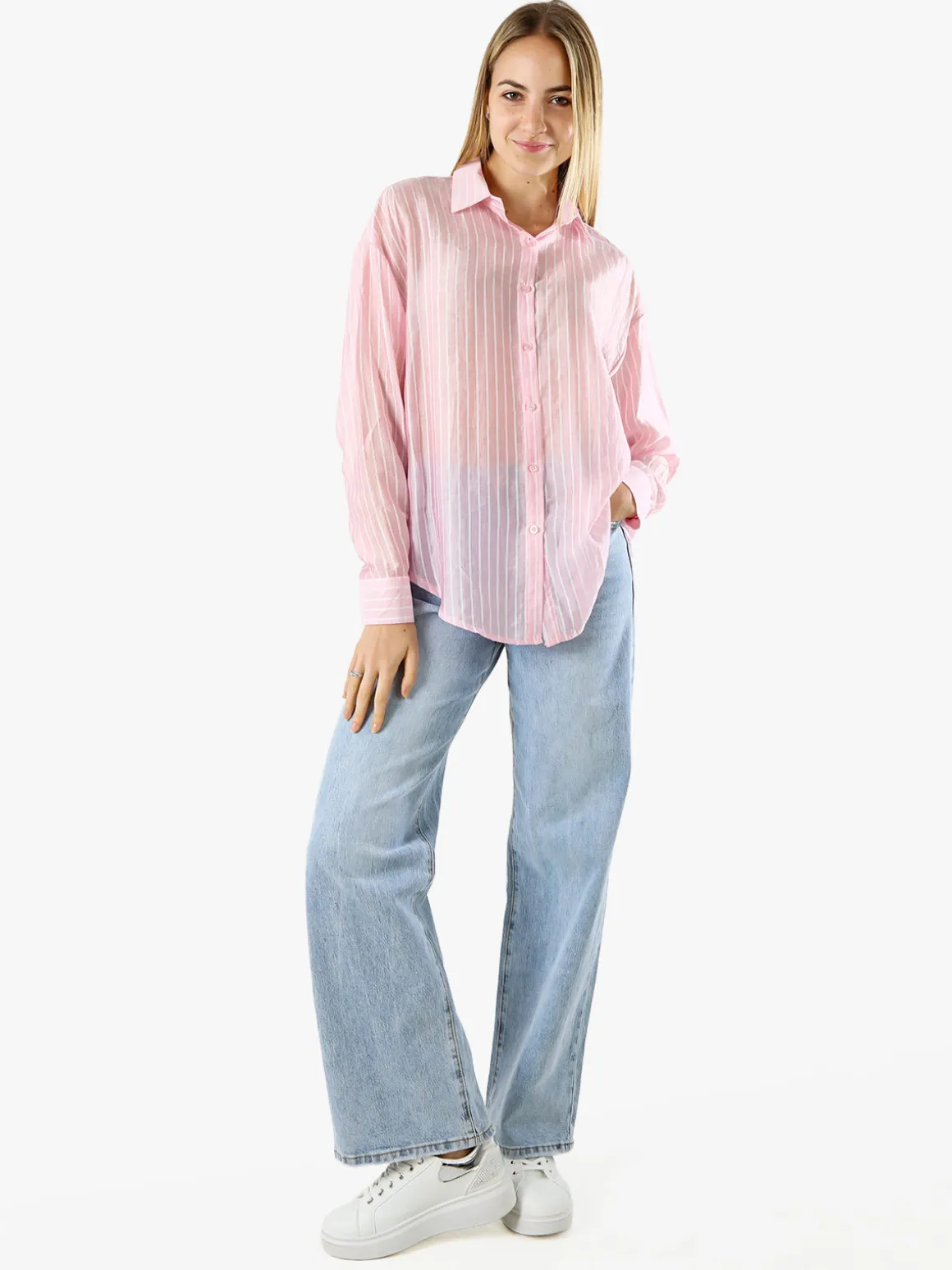 Solada Camicia donna oversize a maniche lunghe - rosa