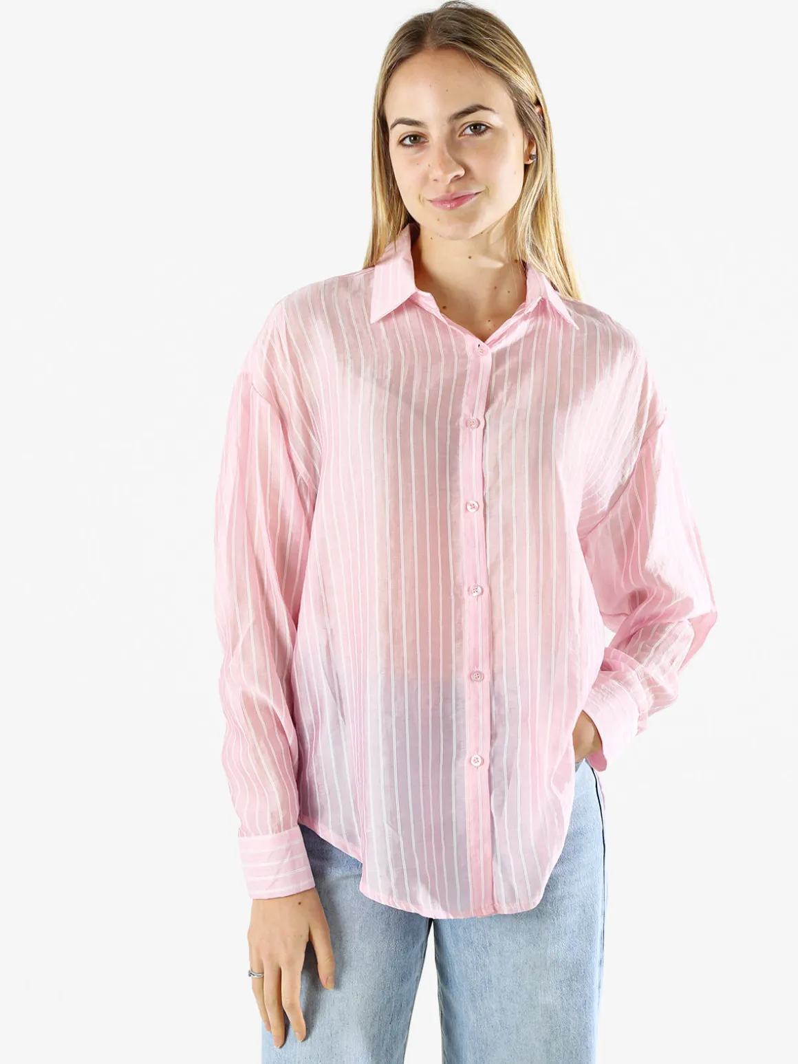 Solada Camicia donna oversize a maniche lunghe - rosa