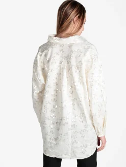 Solada Camicia donna oversize con taschino e paillettes
