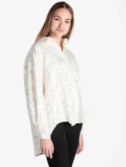 Solada Camicia donna oversize con taschino e paillettes
