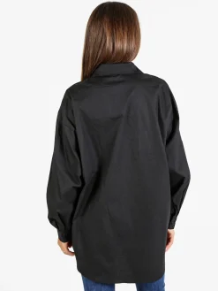 Solada Camicia donna oversize con strass a maniche lunghe - nero
