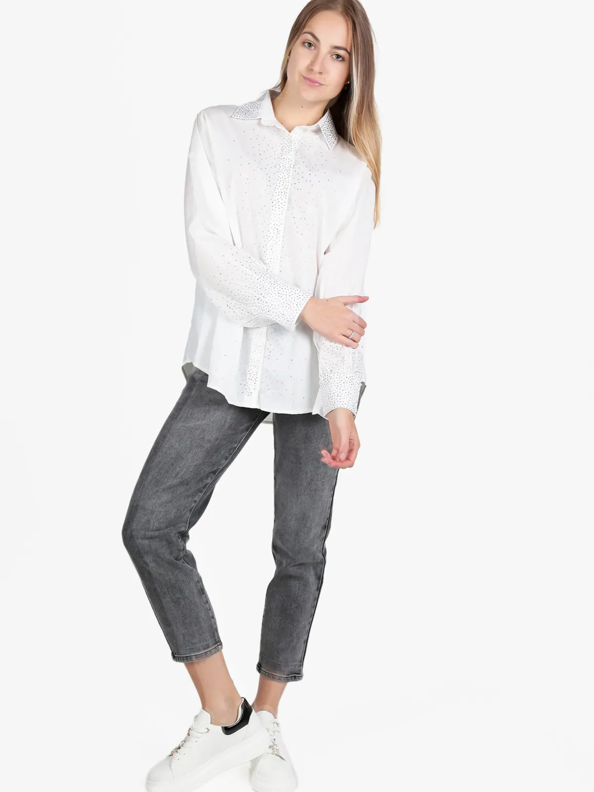 Solada Camicia donna oversize con strass