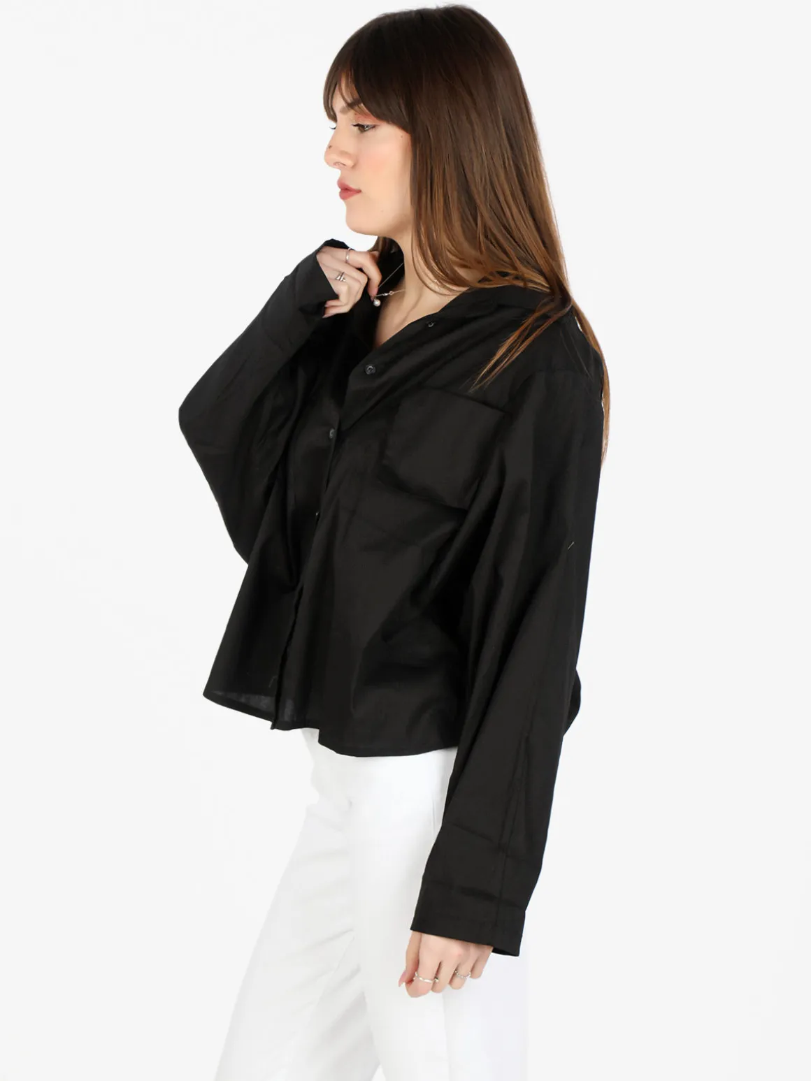 Solada Camicia donna oversize in cotone con tasche