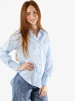 Solada Camicia donna oversize a righe - azzurro