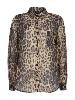 Solada Camicia donna oversize animalier con strass