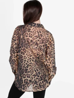Solada Camicia donna oversize animalier con strass