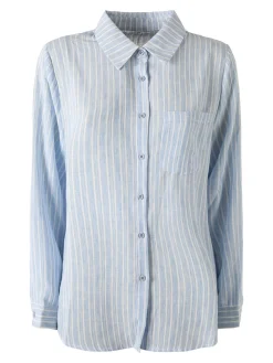 Solada Camicia donna rigata a maniche lunghe oversize - azzurro