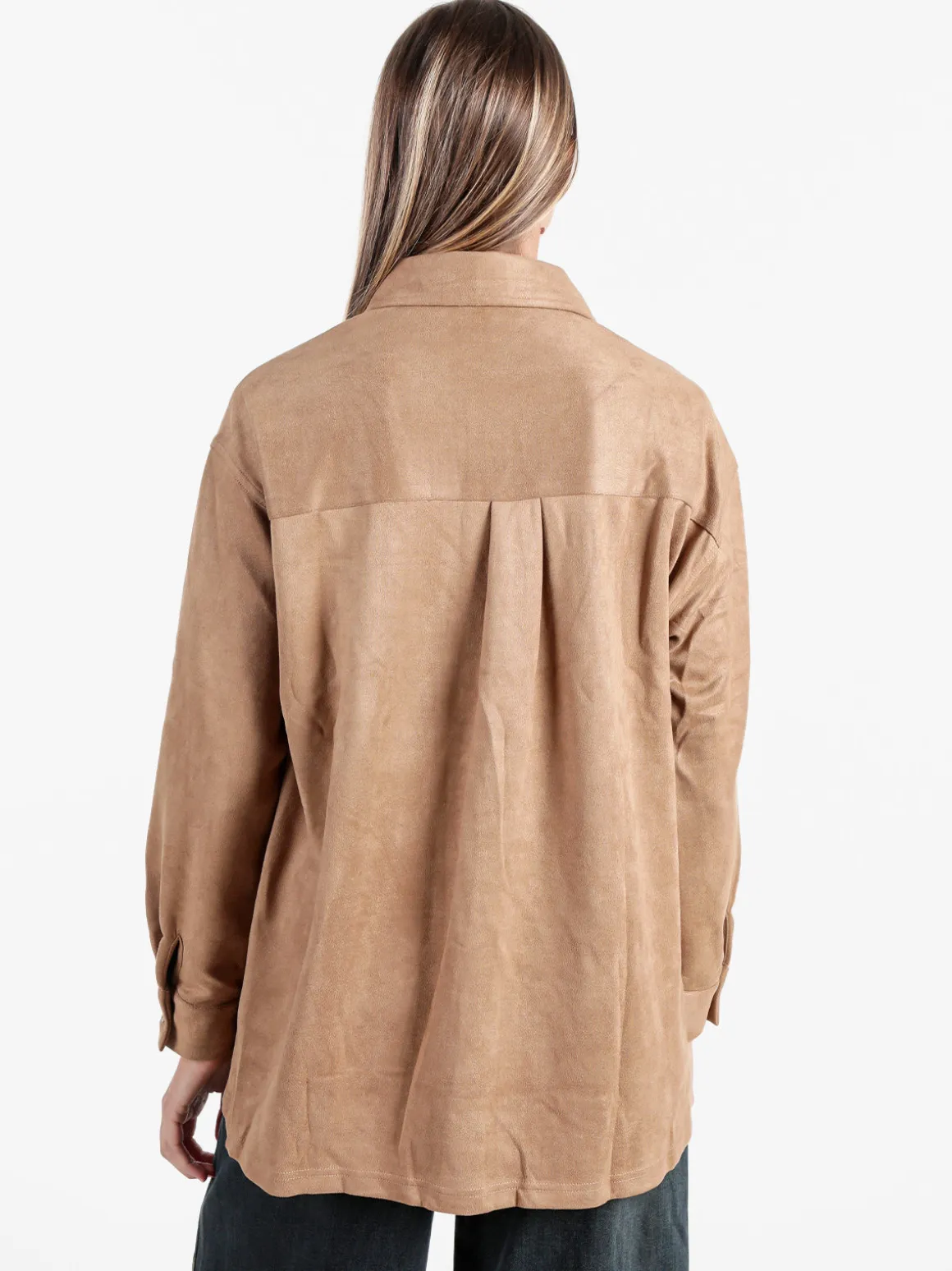 Solada Camicia donna scamosciata oversize - moro