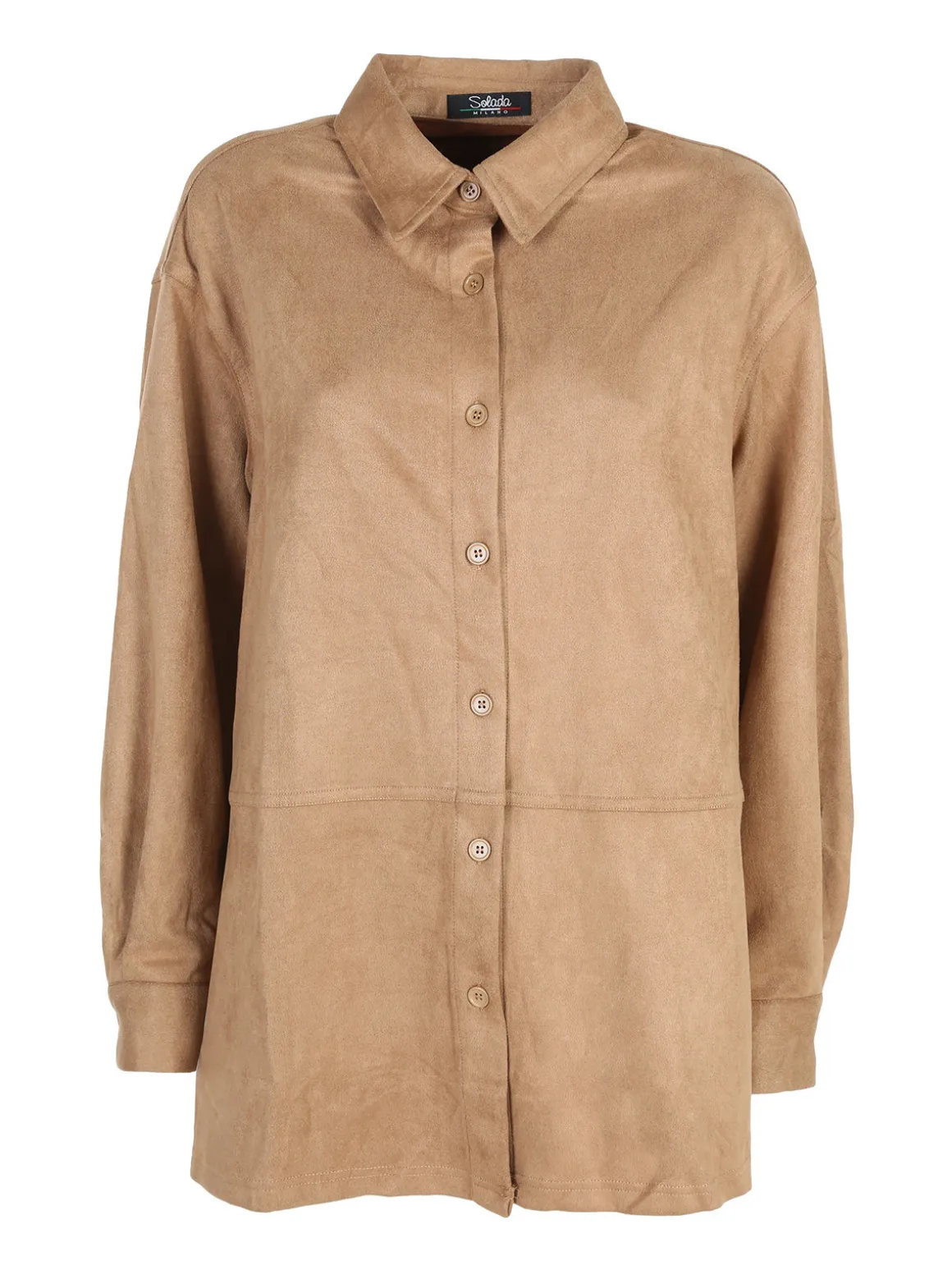Solada Camicia donna scamosciata oversize - moro