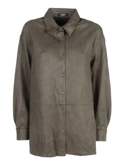 Solada Camicia donna scamosciata oversize - militare
