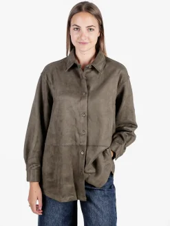 Solada Camicia donna scamosciata oversize - militare