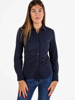 Solada Camicia donna slim a maniche lunghe - blu scuro