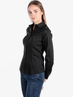 Solada Camicia donna slim fit a maniche lunghe - nero
