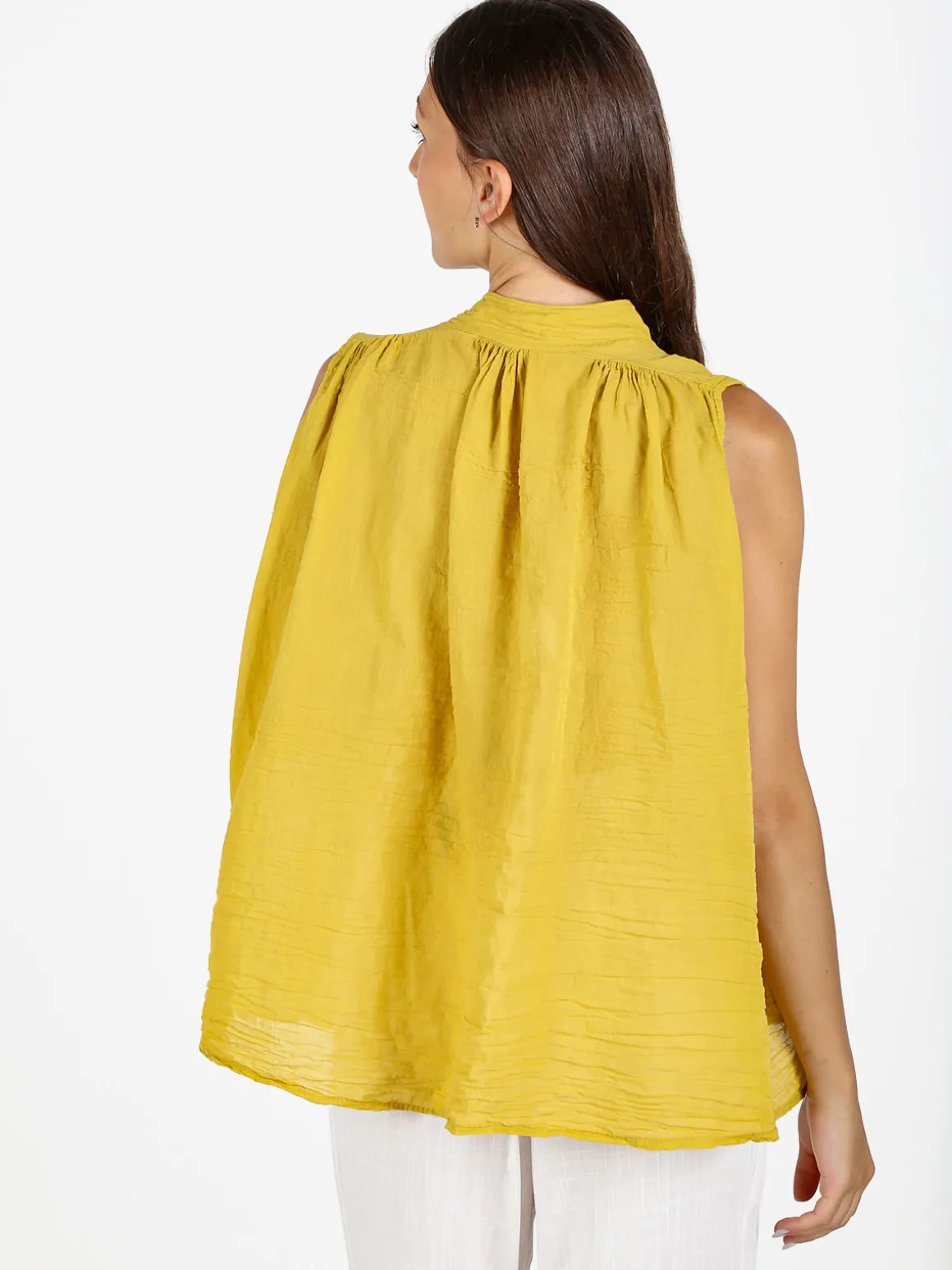 Solada Camicia donna smanicata in cotone - senape