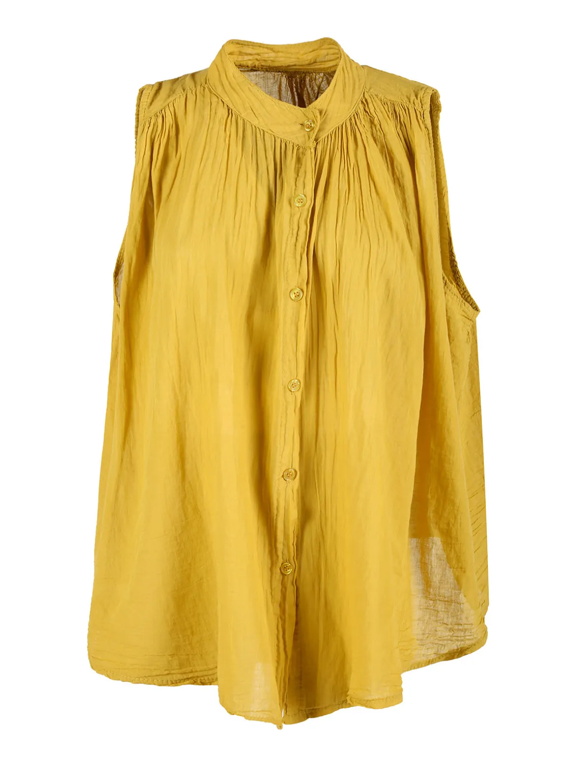 Solada Camicia donna smanicata in cotone - senape