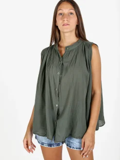 Solada Camicia donna smanicata in cotone - militare