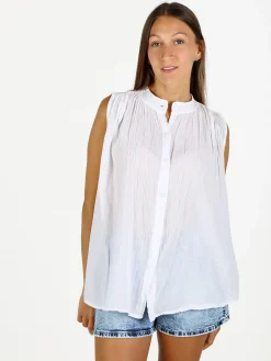 Solada Camicia donna smanicata in cotone - bianco