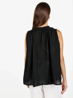 Solada Camicia donna smanicata in cotone - nero