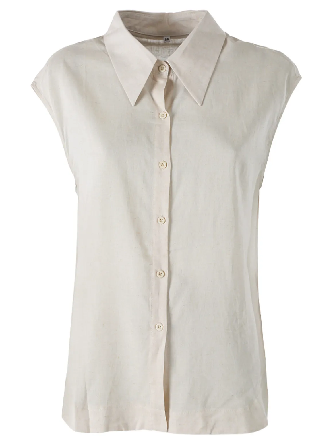 Solada Camicia donna smanicata in misto lino - beige