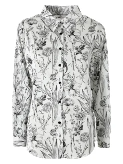 Solada Camicia floreale da donna in cotone a maniche lunghe - nero