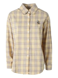 Solada Camicia in cotone da donna a quadri con maniche lunghe - giallo