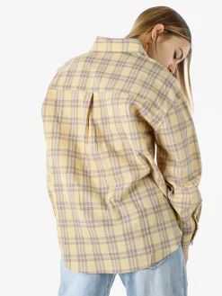 Solada Camicia in cotone da donna a quadri con maniche lunghe - giallo
