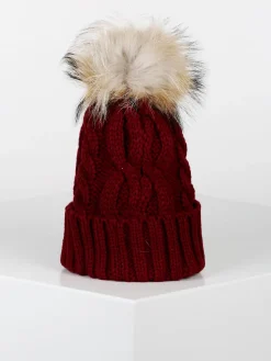 Solada Cappello donna in maglia con pom pon di pelo
