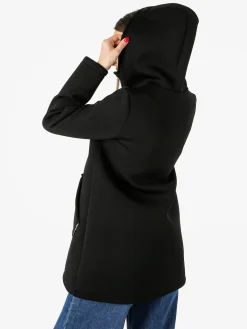 Solada Cappotto da donna in panno con bottoni e cappuccio - nero