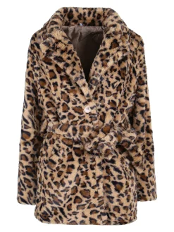 Solada Cappotto donna animalier in pelliccia sintetica