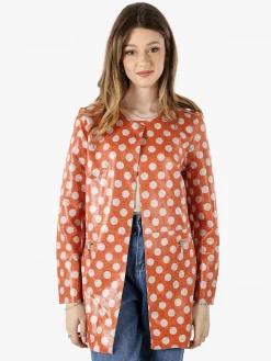 Solada Cappotto donna con stampe a pois senza chiusura - arancione