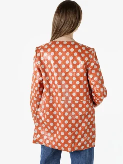 Solada Cappotto donna con stampe a pois senza chiusura - arancione