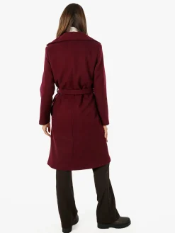 Solada Cappotto donna midi a doppiopetto - bordeaux