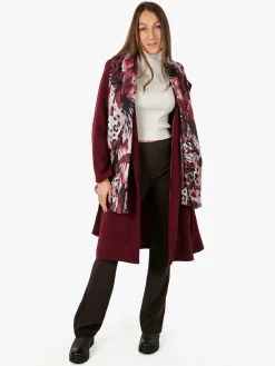 Solada Cappotto donna midi a doppiopetto - bordeaux