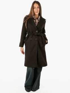 Solada Cappotto donna midi a doppiopetto - moro