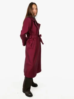 Solada Cappotto lungo da donna a doppiopetto - bordeaux