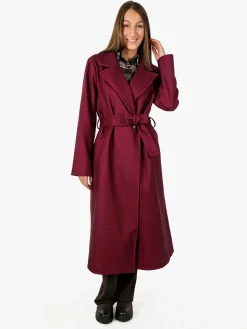 Solada Cappotto lungo da donna a doppiopetto - bordeaux