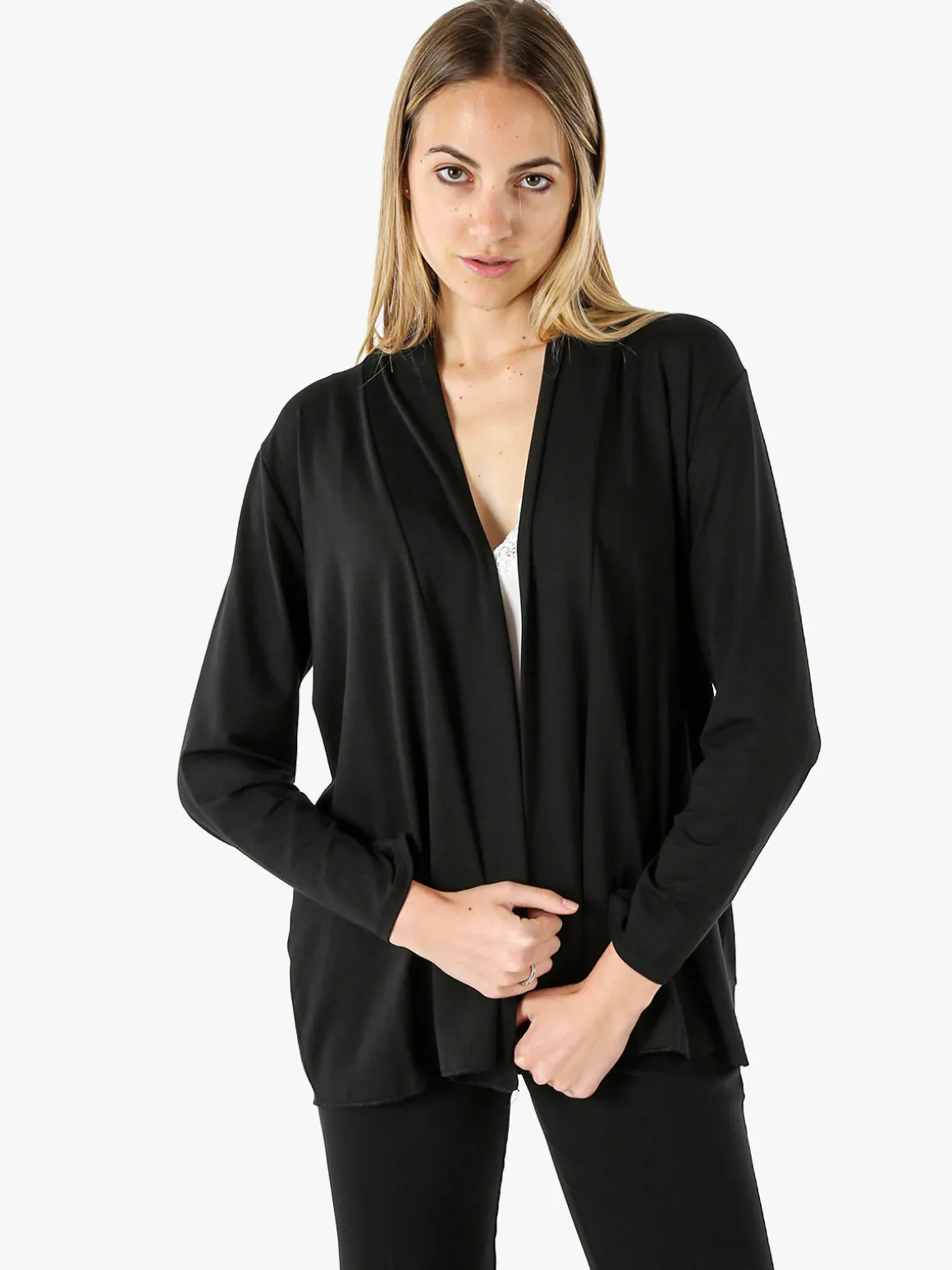 Solada Cardigan donna a maniche lunghe in viscosa - nero